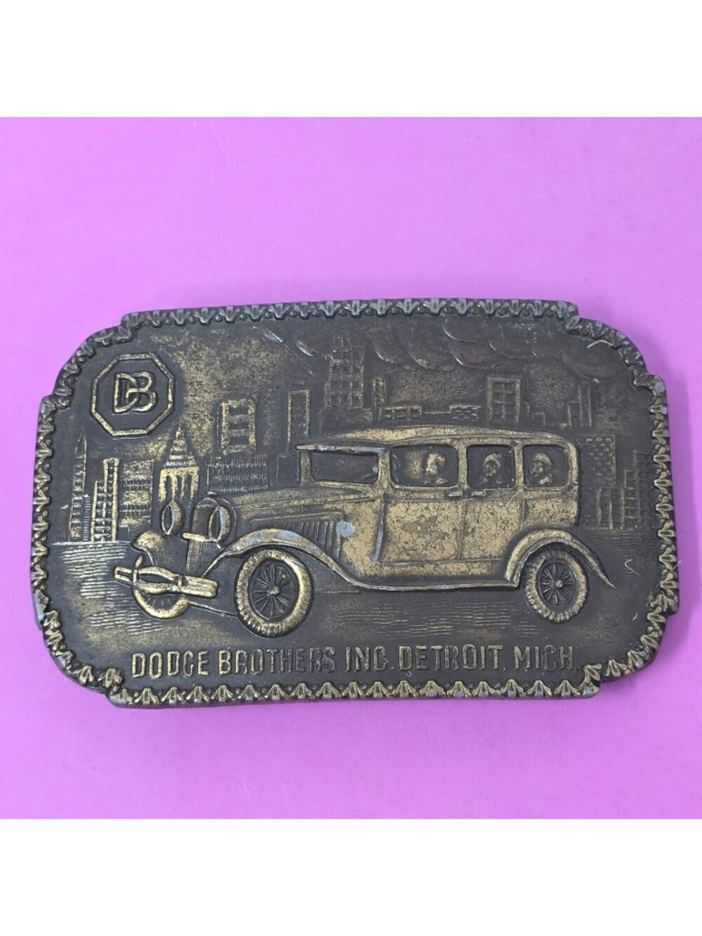 Dodge Brothers Inc Detroit Mich Vintage Brass Belt Buckle‎ Car 1920s Art Deco